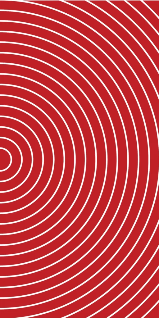 Red background with evenly spaced white concentric circles radiating from the left side toward the right edge of the image.